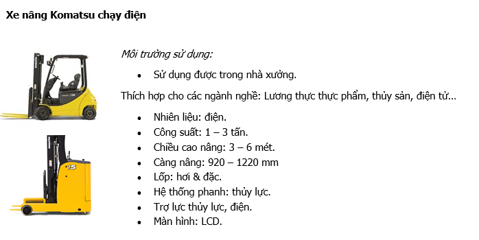 Dòng xe nâng chạy điện Komasu