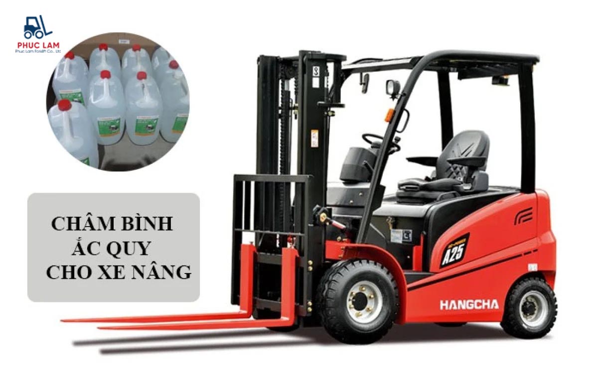 Hướng dẫn châm nước cho bình ắc quy xe nâng