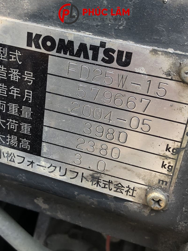 Xe nâng dầu Komatsu ngồi lái 2.5 tấn FD25W-15 - Ảnh 6