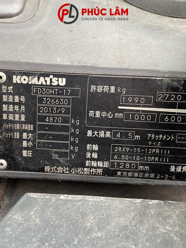 Xe nâng dầu 3 tấn Komatsu FD30HT-17 - Ảnh 6