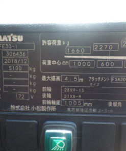 Xe nâng điện Komatsu 3.0 tấn model FE30-1 serial 306436